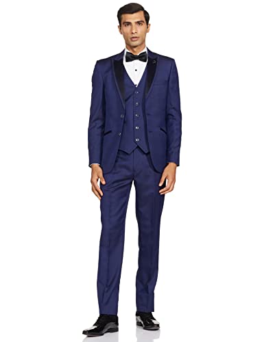 Image of Raymond Wool Blend Men's Full Sleeve Contemporary FIT Dark Blue Formal Suit