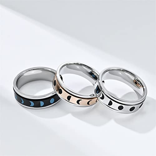 Image of PAURO Unisex Anxiety Ring Rotatable Eclipse Polished Wedding Band | Stainless Steel Wide Simple Polished Wedding Engagement Band for Men Women,Classic Style,Comfort Fit