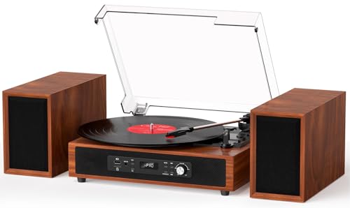 Vinyl Record Player with Speakers and Recording