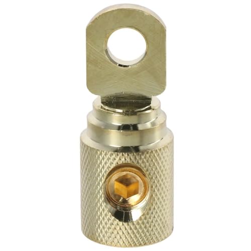 HOBBYIN 0 AWG Gauge Gold Ring Set Screw Battery Ring Terminals,Car Audio Modification Wire Power Supply O-Type Terminal Block Pure Copper Gold-Plated Solderless High-Power Connector