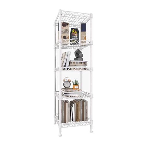 GIOTORENT 5 Tier Standing Shelving Metal Units, Adjustable Height Wire