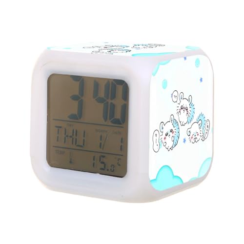 目覚まし時計 ちいいかわいい モモンガ 可愛い 置き時計 電波時計 デジタル 画面が明る 多機能デジタル時計 時刻 日付 温度表示 コンパクト 7.8cm 大数字 見やすい