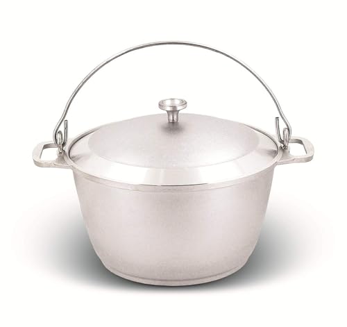 Kazan Kazan Grande cocotte en aluminium avec couvercle à étrier 10 l pour camping en fonte d'aluminium