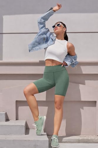 Image of Women's Polyester Stretchable Gym Shorts with Side Pockets High Waist Slim Fit Above Knee Length Activewear Tights Gym Fitness Cycling Running Yoga Shorts for Women