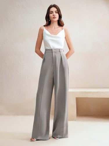 Image of KOTTY Trendy Beige High Rise Formal Straight Trousers for Women's Wardrobe Essential