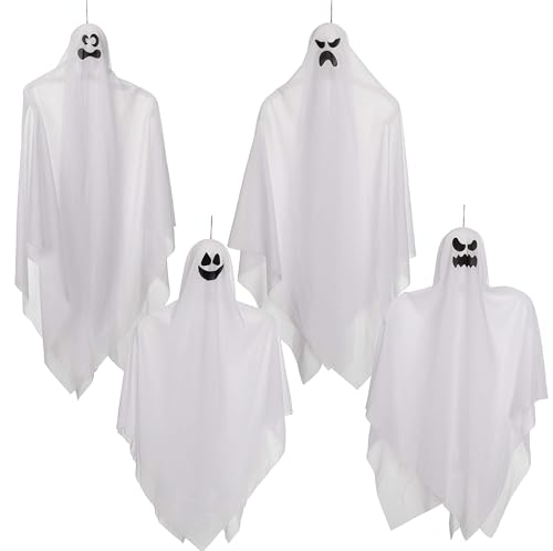 JOYIN - Fantasma colgante de Halloween con luz LED blanca cálida espeluznante, 47 pulgadas
