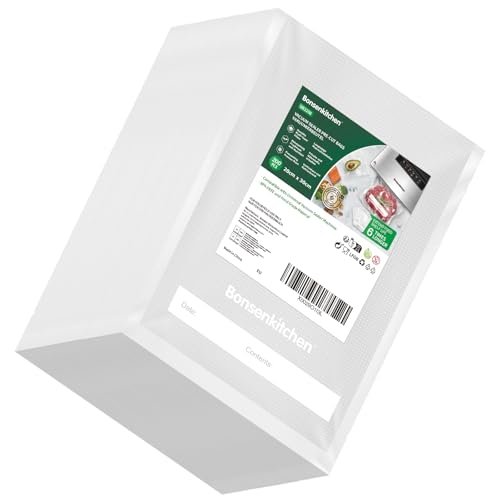 Bonsenkitchen Bolsas de Vacio para Alimentos, 200 Bolsas 20x30 cm Bolsas Vacio para Envasadora al Vacío - Bolsa de Vacío Gofradas para Conservación y Cocción Sous Vide & Boilable, VB3208