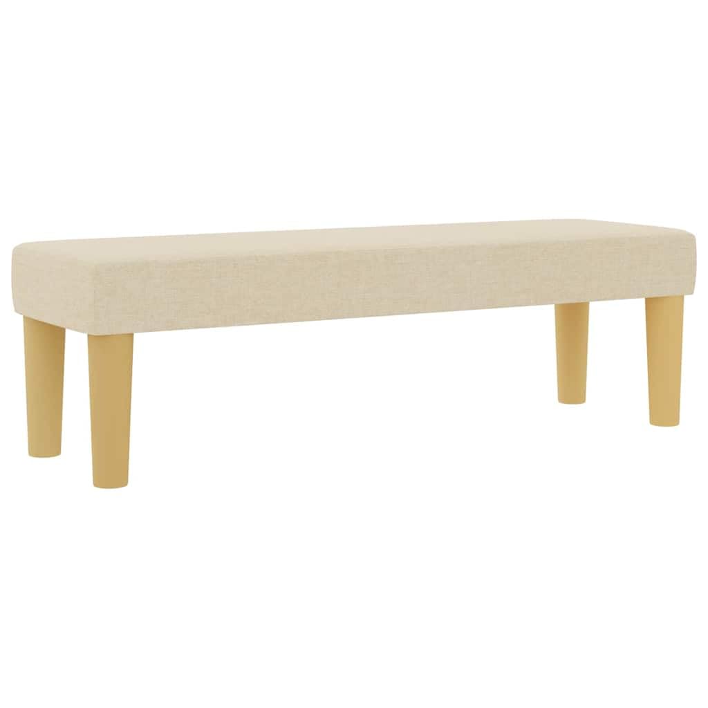 Cama con somier con colchón color crema de 120 x 200 cm, estructura moderna con colchón de espuma, cabecero de poliéster y banco práctico, comodidad media para un descanso