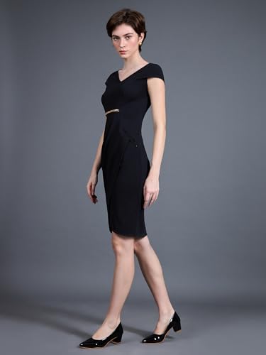 Image of Miss Chase Women's Sleeveless Collared Bodycon Above-Knee Polyester Dress