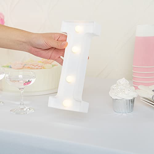 Image of Restaurantware Illumify 5.4 x 1.2 x 8.7 Inch Light Up Letter 1 Durable Marquee LED Light - Letter I Touchproof White Plastic Party Light Keyhole Slot For Parties Weddings Or Special Events
