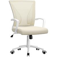 Yaheetech Adjustable Mesh Office Chair, Swivel Computer Desk Chair with Lumbar Support, Reclining for Home Office, Study Room Bedroom, Beige