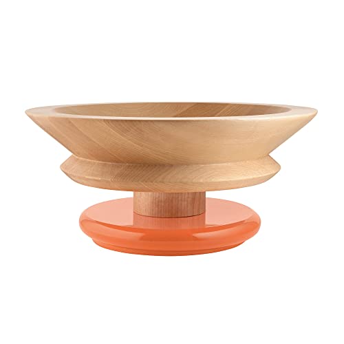 Alessi Centrepiece in limewood. Coloured foot, orange 100 Values Collection.