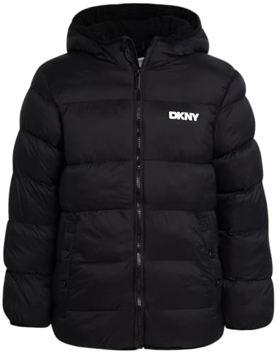 DKNY Boys Winter Jacket - Heavyweight Sherpa Lined Jacket Hooded Puffer Coat with Pockets - Warm Puffer Jacket for Boys