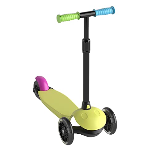 DEQUBE  Patinete Infantil 3 Ruedas Ajustable   con Ruedas LED y Freno Trasero  Plegable y fácil de Transportar. Ultraligero y Seguro. para niños de 2 a 7 años. Color Verde (914D00020), Multicolor, M