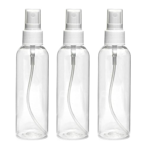 Image of Mist Spray Bottle 100 ml Transparent Plastic Empty Refillable Reusable Fine Mist Spray Bottle Container For Sanitizer, Perfume, Rose Water, Travel, Home Care, Other Diy (Pack of 3)