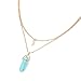 Yowablo Anhänger Halskette Choker Chain Frauen Multilayer Irregular Crystal (Blau)