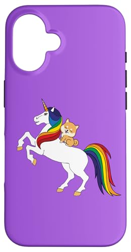 Capa para iPhone 16 Kawaii Unicorn Kids Shiba Inu