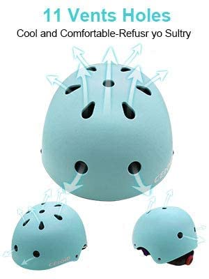 CELOID Kids Helmet Pad Set,Adjustable Kids Skateboard Bike Helmet Knee & Elbow Pads Wrist Guards 8-14yrs Youth Protective Gear Set for Girls Boys Bicycle Bike Roller Skating Scooter Rollerblade Sport