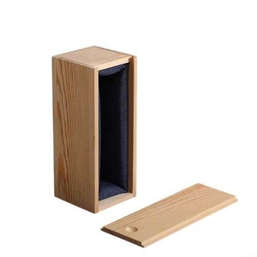 Fauhapyway Scatola portaoggetti in legno con coperchio scorrevole in legno di pino estraibile per cassetto organizer contenitore per casa ufficio 20 x 10 x 8 cm (1)