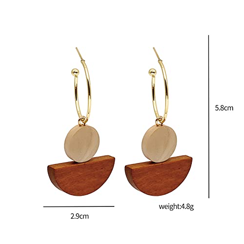 MIGUO STORE Boho Chic Fashion All-match Wooden Long Tassel Dangle Drop Earrings for Women Elegant Geometry Charm Handmade Earrings Gift2