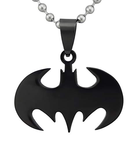Hanessa Collier chauve-souris Batman Dark Knight avec chaîne à boules en argent en acier inoxydable Cadeau de Noël pour un ami ou un homme Cover