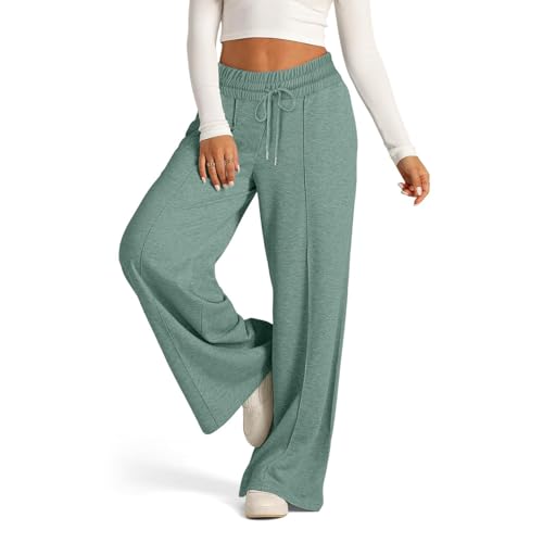 Women’s Wide Leg Sweatpants, Lightweight, High Waisted with Wide Pockets, Comfortable Lounge Pants with Drawstring, 2024