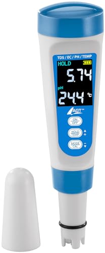 AGT pH Tester: Digitales 4in1-Wasserqualitäts-Messgerät, LCD-Display, IP55 (EC Messgerät, pH, Whirlpool)