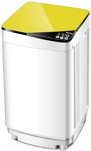 Waterjoy Portable Washing Machines, 7.7 lbs Load Capacity Portable Washer and Dryer Combo with Built-in Barrel Light & LED Display for Household and Apartment （Pink）