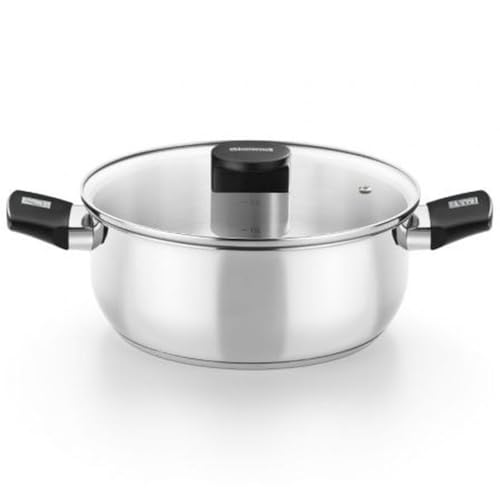 Monix Cazo de acero inoxidable con tapa y tapa de cristal, 0,72 kg, acabado negro