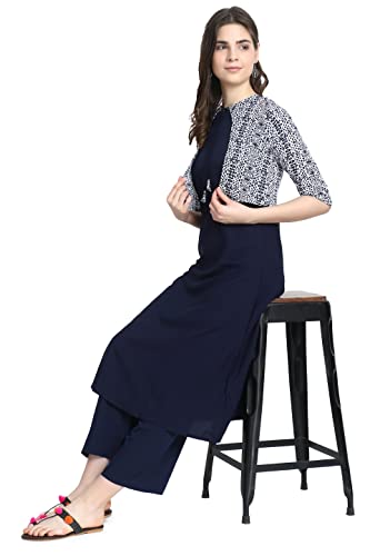 Image of Women's Crepe Jacket Kurta (ALC4045 White L)
