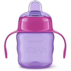 Valvula Avent Philips Avent SCF551/03 - Vaso con boquilla de silicona para niña, válvula antigoteo, sin BPA, para bebe de 6 meses, 200 ml, color rosa