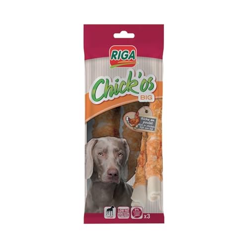 Riga - Chick'Os Big - Friandise Chien - Filet De Poulet - Stick À Mâcher - Riche en Protéines - Faible Teneur en Matière Grasse - sans Colorant Ni Additifs -...