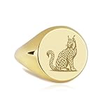14K Gold Lynx Signet Ring | Wild Cat Jewelry | Celtic Knot Lynx Charm | Bobcat Signet | Engraved Large Cat Charm | Thoughtful Gift for Scout | Personalized Spirit Animal Ring | Forest WildlifeJewelry