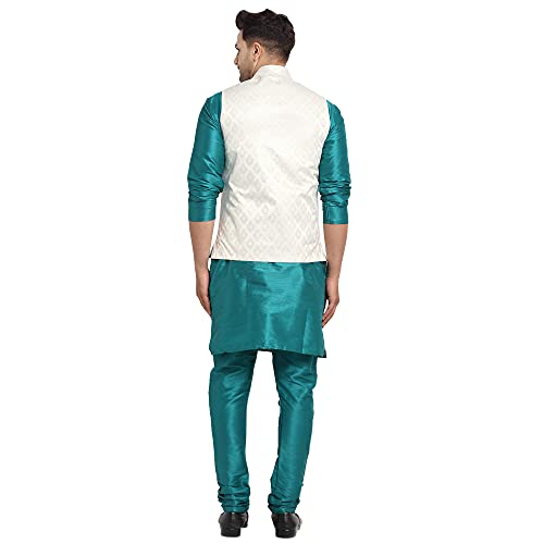 Image of SAIFOO Men's Kurta Pyjama & Printed Nehru Jacket Set.