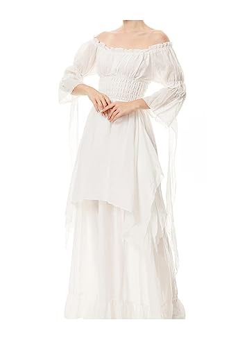 Halloween Kostüm Damen Mittelalter Renaissance Kleidung mit Korsett Gürtel Retro Maxikleid Viktorianischen Gothic Kleid Halloween Karneval Party...