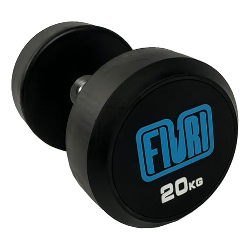 FIURI Mancuerna Redonda, Pesas para Ejercicio en Casa o Entrenar en Gimnasio, para Crossfit, Musculación y Entrenamiento Funcional, Mancuerna para Fitness, Hit - 20 Kg