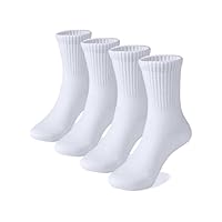 COTTON DAY Unisex School Kids Boys Girls Soft Cotton White Athletic Socks 6-8 Years All White Size M (8)