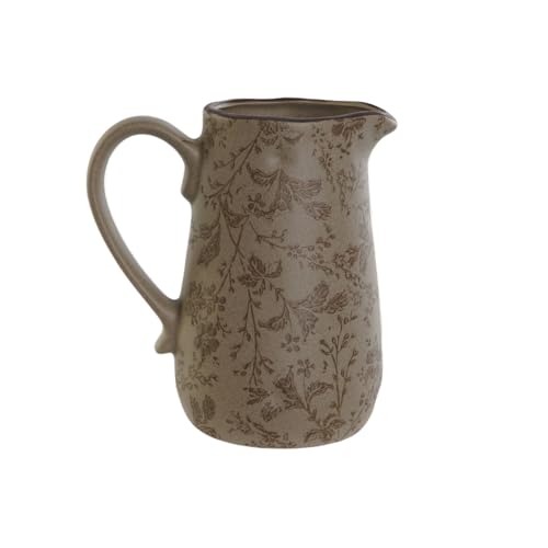 Home ESPRIT Krug Braun Grün Steinzeug Pflanze Blatt Shabby Chic