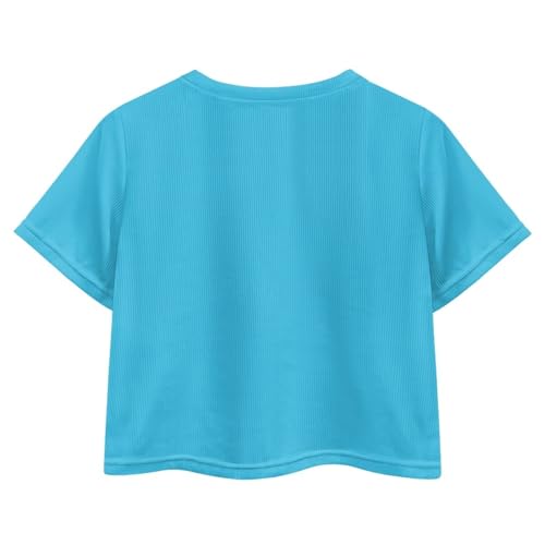 Image of Girls Summer Crop Top Outfits Short Sleeve T Shirts Kids Cute Clothes Tees Blouse