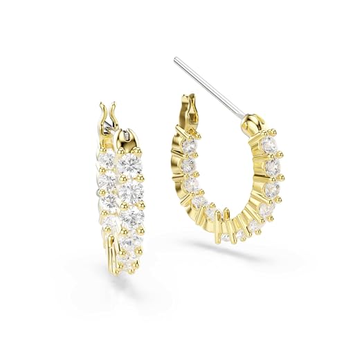 Swarovski Matrix Vittore hoop earrings, Round cut, White, Gold-tone Finish3