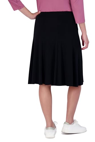 Snoga Athletics Twirly Skirt 23in Pull On Midi Fit and Flare Skirt for Women, Poly Jersey Modest Knee Length Skirt, Black XS3