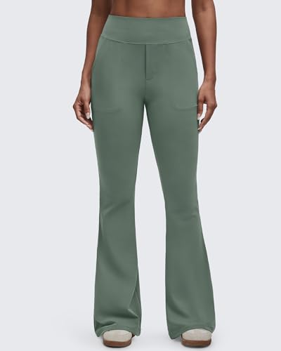Image of G4Free BareFeel Flare Yoga Pants Women High Waisted Bootcut Leggings with Pockets Dress Work Pant Petite /Regular /Tall