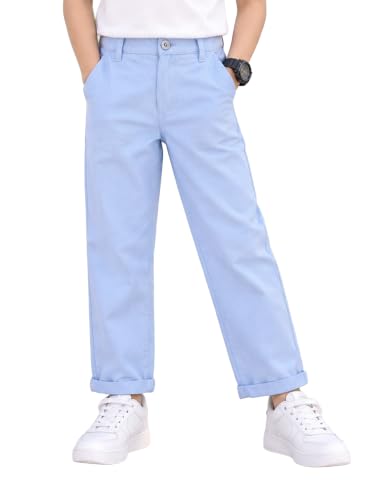 Image of KiddoPanti Boys 100% Cotton Twill Chinos Pant | Comfortable Regular Fit | 2 Side Pocket, 2 Back Pocket | Ankle Length | Back Elasticated Waistband with Button Zip Open Fly