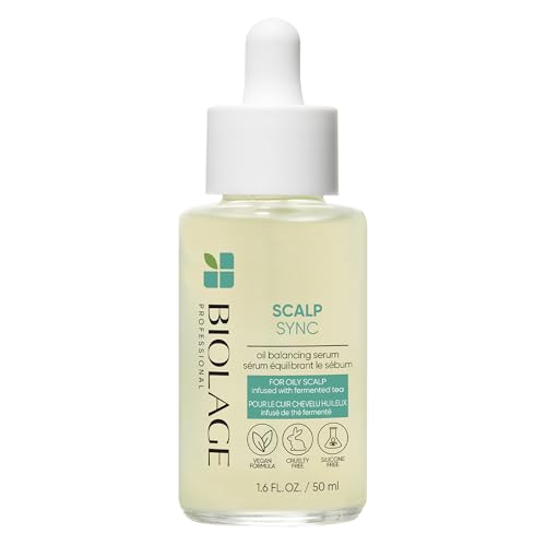 Biolage Leave-in-Serum für alle Haartypen, Besonders geeignet gegen fettiges Haar, Absorbiert überschüssiges Öl, Mit fermentiertem Tee, Vegan, Scalp Sync, 1 x 200 ml