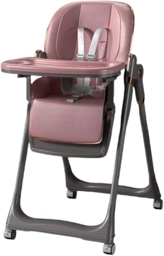 Gixuzolベビーダイニングチェア、多機能折りたたみ式子供用ダイニングテーブルチェア、ポータブルホームベビーシート、調節可能、移動が簡単、安全で安定、6ヶ月以上の赤ちゃんに適しています (ピンク)