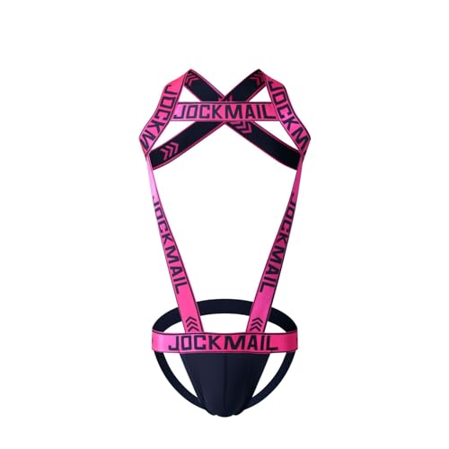 JOCKMAIL Mens Jock Strap Fitness One-piecs Avec Sangle D'épaule De Sport Bodysuit Pour Homme (Rose,TG)