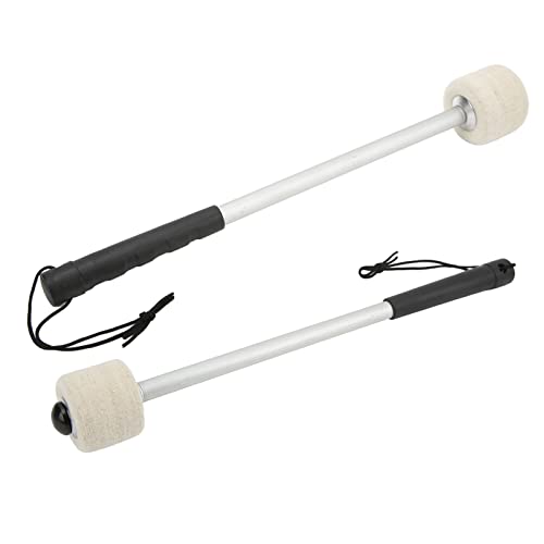 Generic バスドラムやマーチングドラムのパーカッションマレット,2pcs,?量,持ち運び便利,羊毛フェルト製のハンマーヘッド,リードハンドルも金属製