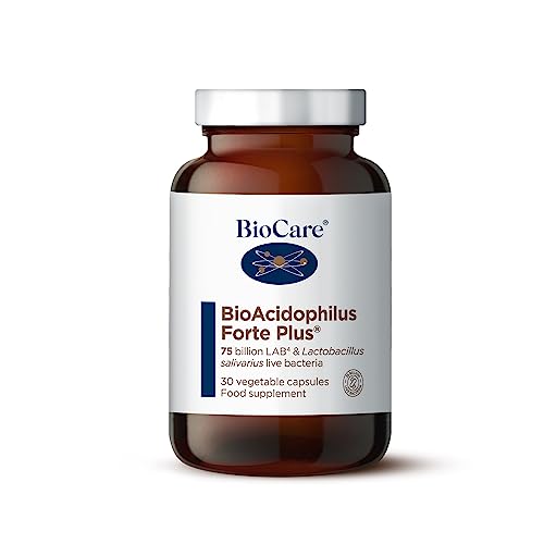 BioCare BioAcidophilus Forte | 30 Billion LAB4 Live Bacteria | Food Supplement Suitable for Vegetarians and Vegans - 30 Capsules