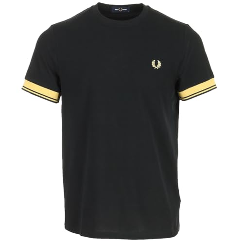 Fred Perry Twin Tipped Cuff T Shirt, Polo Hombre, Black Champagne, M