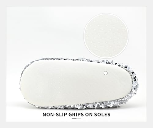 Image of Panda Bros Womens Ballerina Sequin Slippers, Bling House Slippers With Grippers